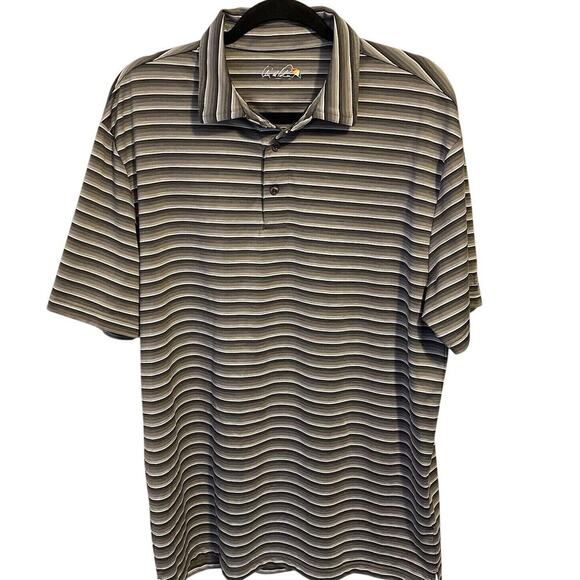 Arnold Palmer Polo Shirt Men’s Size Large Pastel Gray Stripe Golf Active Sports - Picture 1 of 7